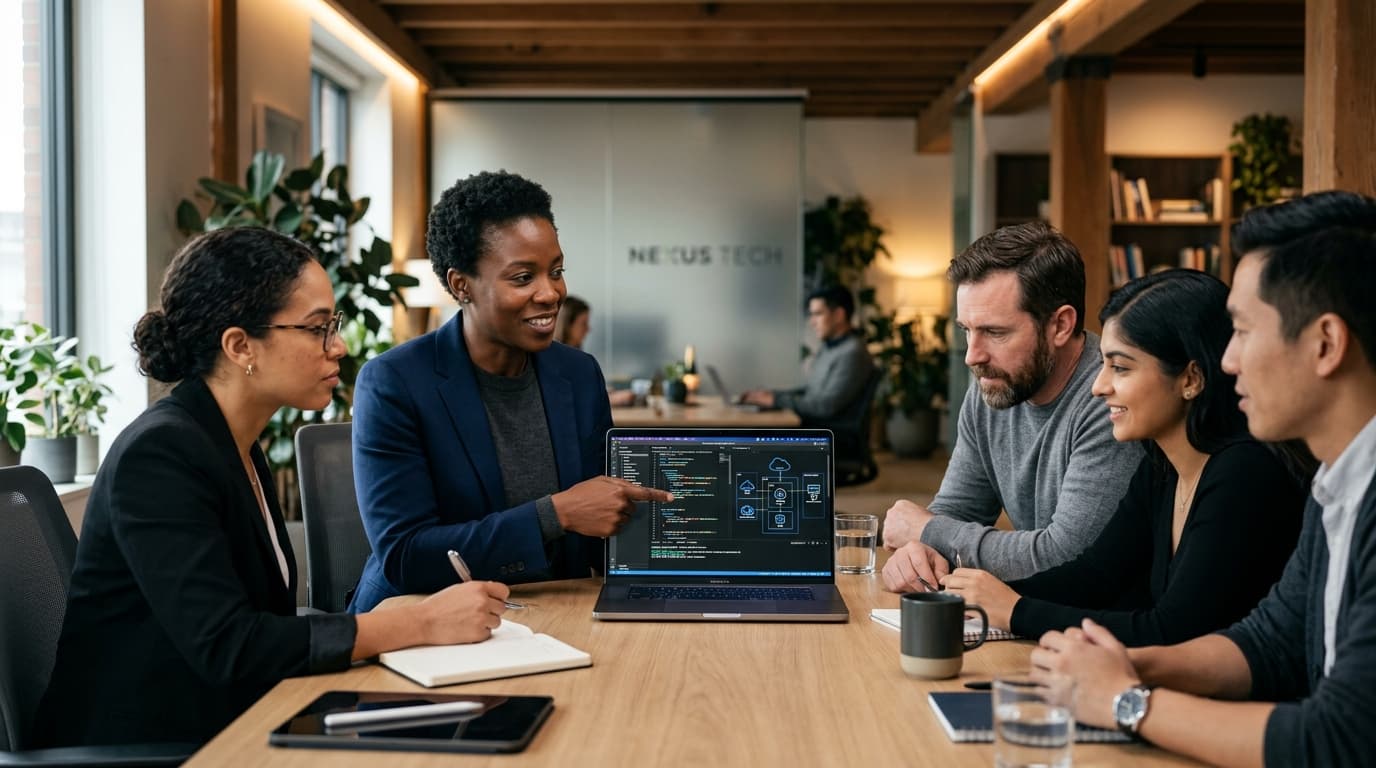 MOSS enterprise technology team collaborating on software architecture